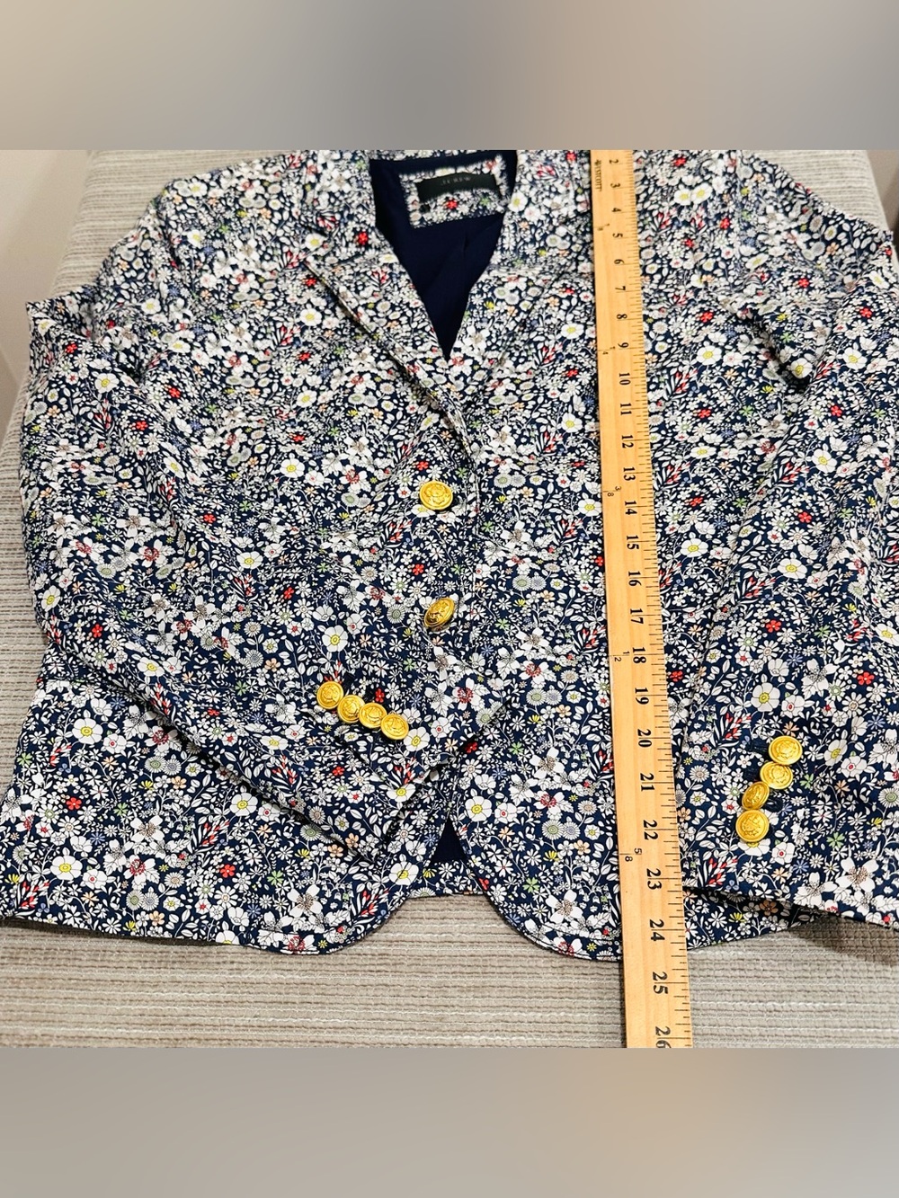J.Crew Liberty of London Schoolboy Blazer Jacket Floral Cotton Gold Button Sz 6 - Picture 7 of 8